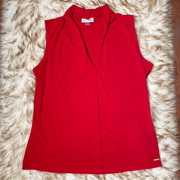 Calvin Klein Gathered V neck sleeveless top - Picture 7 of 7